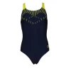 Bañador Arena Trick Marino Amarillo Niña -Tienda Barata Nadar Equipo banador arena trick marino amarillo nina