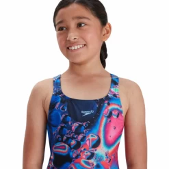 Bañador Speedo Digital Placement Medalist Azul Rosa Niña -Tienda Barata Nadar Equipo banador speedo digital placement medalist azul rosa nina 2